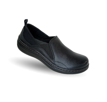 Zapato de Confort y Casual Slip On de piel con sistema Walking Soft Flexi 110303 Negro para mujer