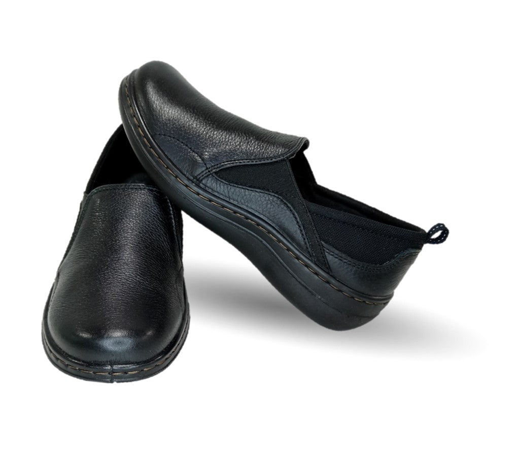 Zapato de Confort y Casual Slip On de piel con sistema Walking Soft Flexi 110303 Negro para mujer