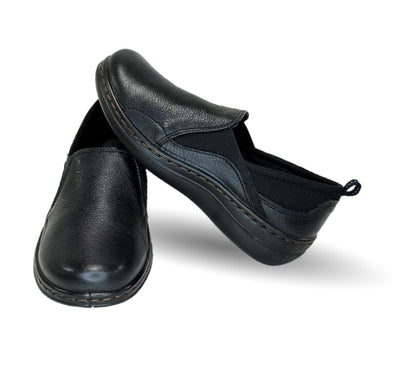 Zapato de Confort y Casual Slip On de piel con sistema Walking Soft Flexi 110303 Negro para mujer