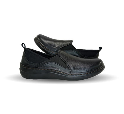 Zapato de Confort y Casual Slip On de piel con sistema Walking Soft Flexi 110303 Negro para mujer