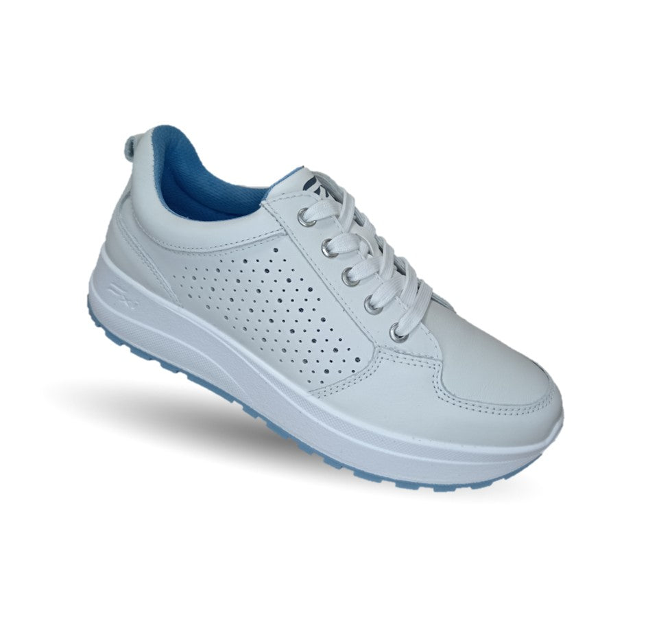 Tenis Urbano Sneaker Flexi de piel con Recovery Form Flexi 117205 Blanco para mujer