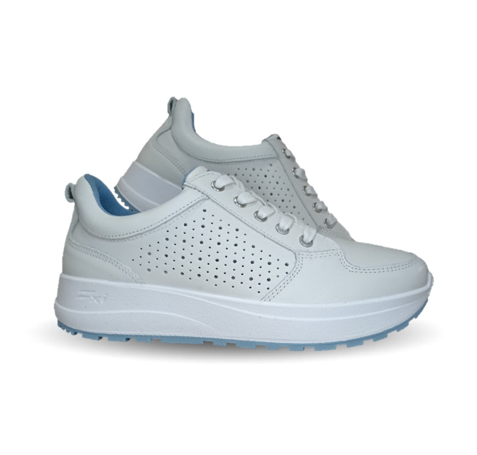 Tenis Urbano Sneaker Flexi de piel con Recovery Form Flexi 117205 Blanco para mujer
