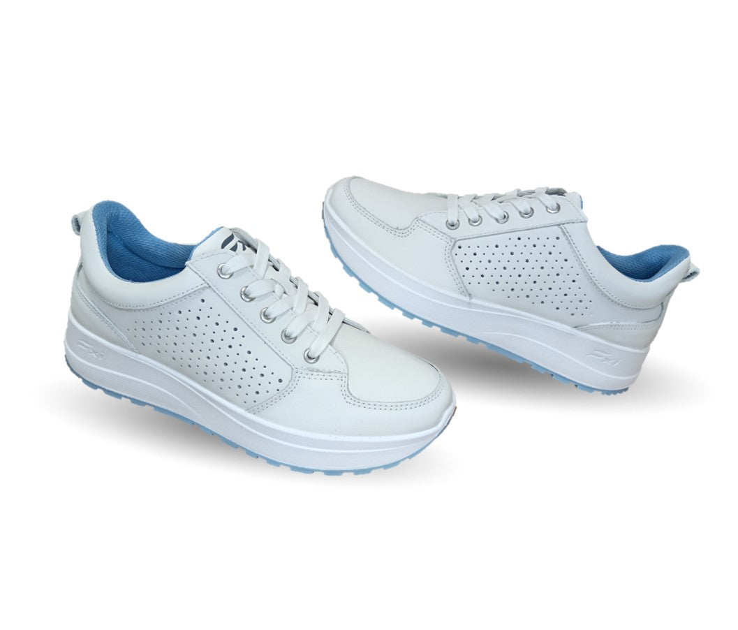 Tenis Urbano Sneaker Flexi de piel con Recovery Form Flexi 117205 Blanco para mujer