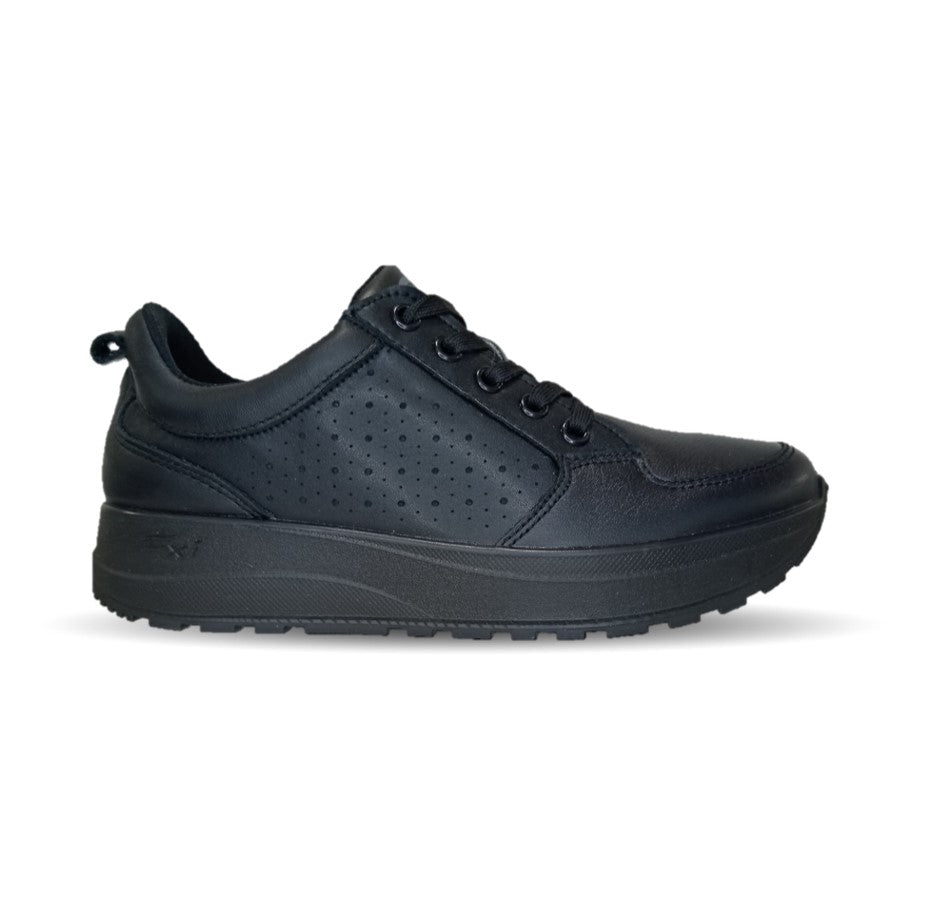 Tenis Urbano Sneaker Flexi de piel con Recovery Form Flexi 117205 Negro para mujer