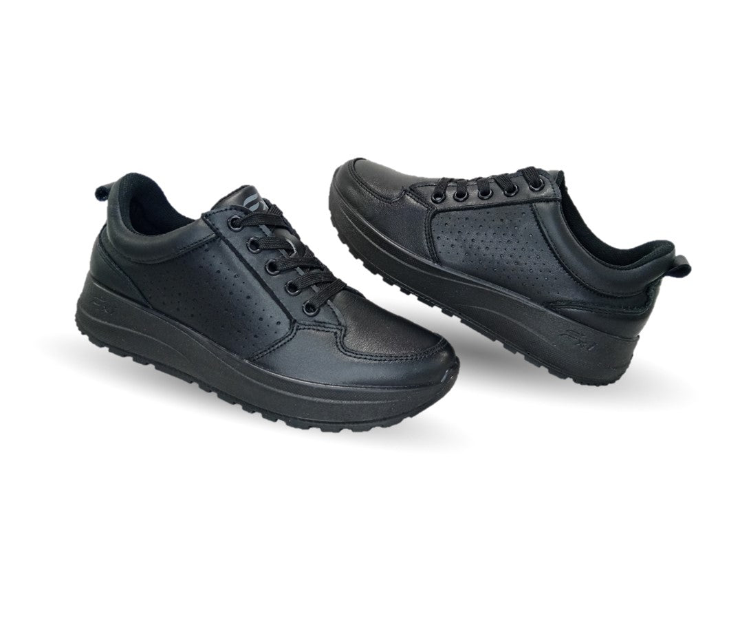 Tenis Urbano Sneaker Flexi de piel con Recovery Form Flexi 117205 Negro para mujer