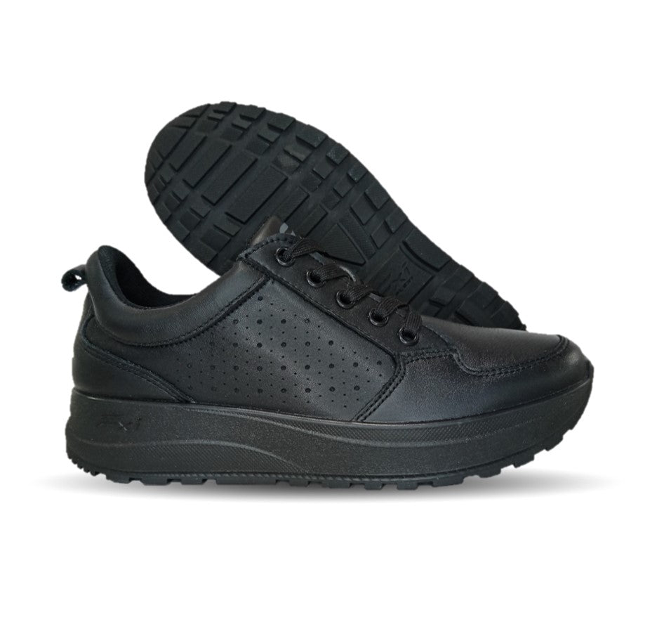 Tenis Urbano Sneaker Flexi de piel con Recovery Form Flexi 117205 Negro para mujer