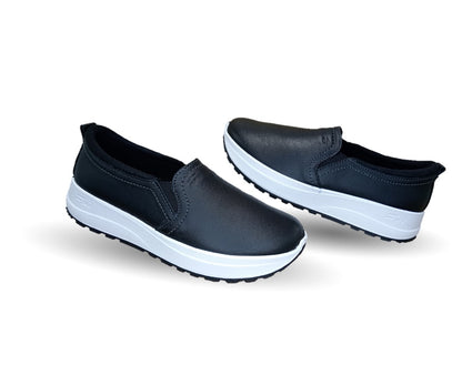 Tenis Urbano Sneaker Slip On de piel Flexi 117207 Negro para mujer