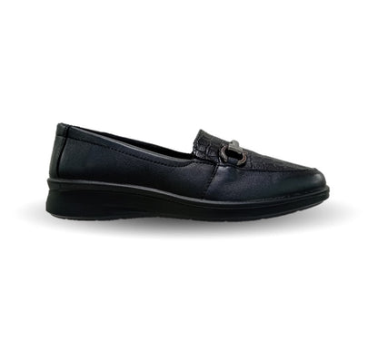 Zapato de Confort y Casual tipo Mocasín de piel Flexi 124502 Negro para mujer
