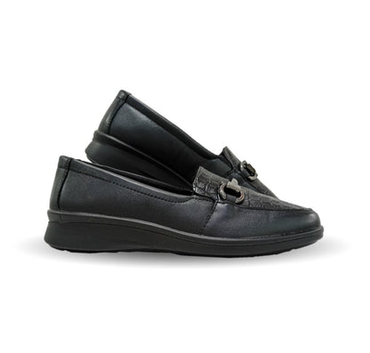 Zapato de Confort y Casual tipo Mocasín de piel Flexi 124502 Negro para mujer