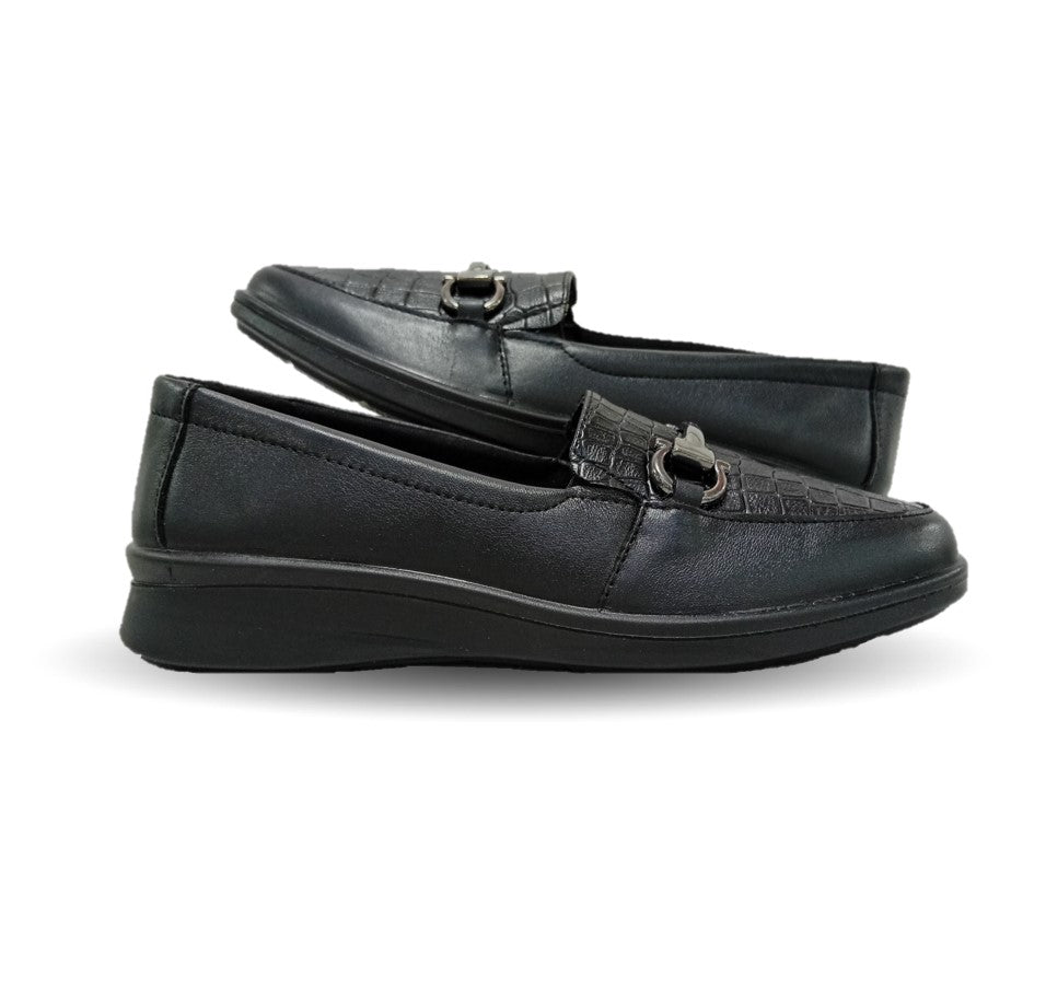 Zapato de Confort y Casual tipo Mocasín de piel Flexi 124502 Negro para mujer