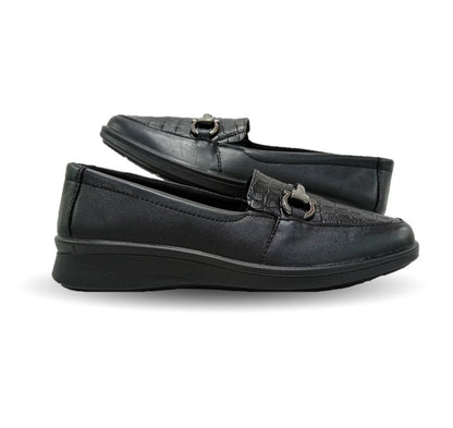 Zapato de Confort y Casual tipo Mocasín de piel Flexi 124502 Negro para mujer