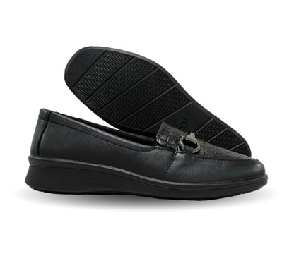 Zapato de Confort y Casual tipo Mocasín de piel Flexi 124502 Negro para mujer