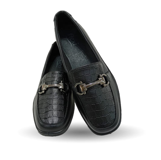 Zapato de Confort y Casual tipo Mocasín de piel Flexi 124502 Negro para mujer