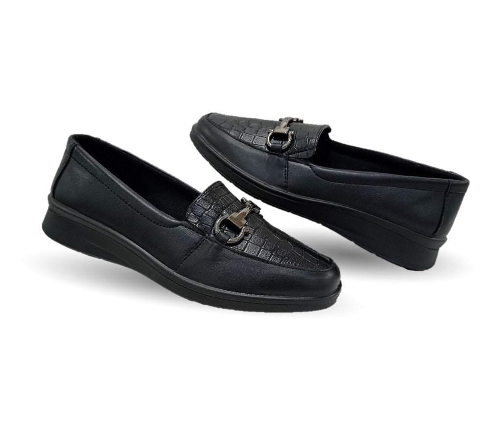 Zapato de Confort y Casual tipo Mocasín de piel Flexi 124502 Negro para mujer