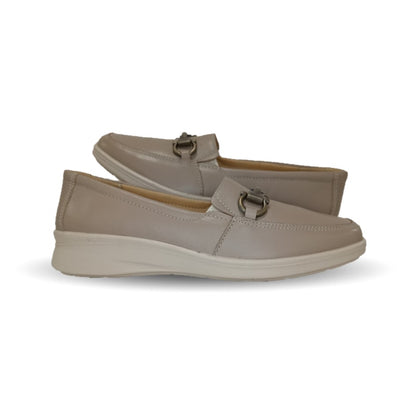 Zapato de Confort y Casual tipo Mocasín de piel Flexi 124502 Taupé para mujer