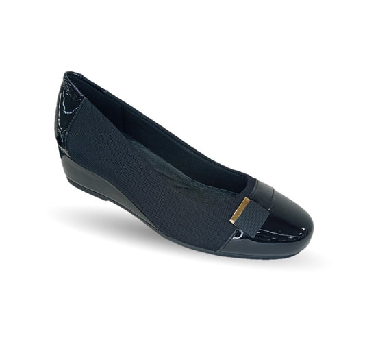 Zapato Casual y de Vestir tipo Balerina con cuña mediana Flexi 127004 Negro para mujer
