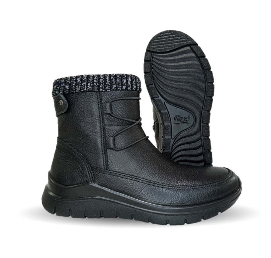 Botín Casual de piel con cierre Interno Flexi 130204 Negro para mujer