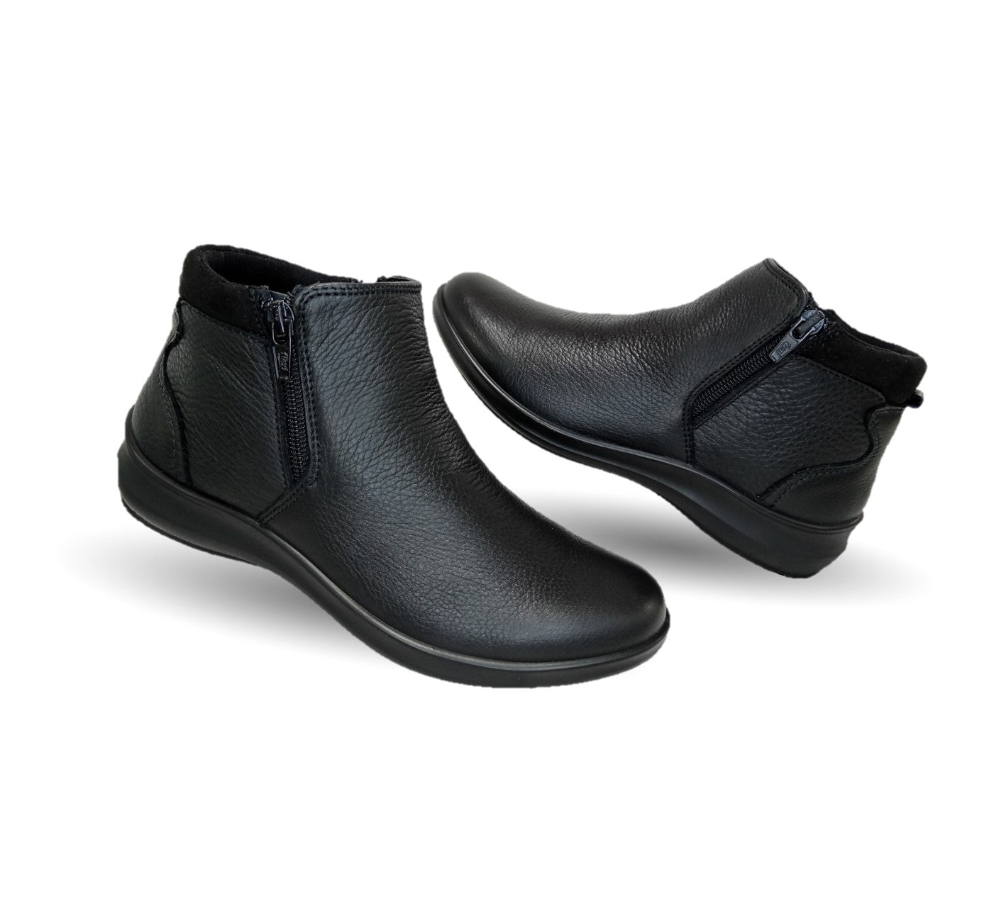 Botín de Confort y Casual de piel con doble cierre Flexi 25913 Negro para mujer