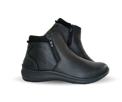 Botín de Confort y Casual de piel con doble cierre Flexi 25913 Negro para mujer