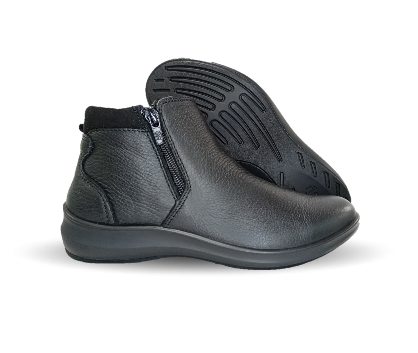 Botín de Confort y Casual de piel con doble cierre Flexi 25913 Negro para mujer