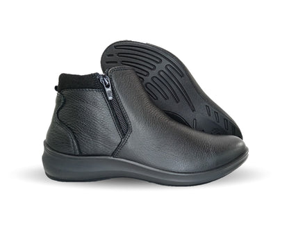 Botín de Confort y Casual de piel con doble cierre Flexi 25913 Negro para mujer