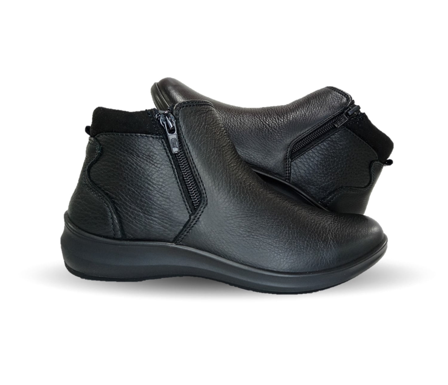 Botín de Confort y Casual de piel con doble cierre Flexi 25913 Negro para mujer