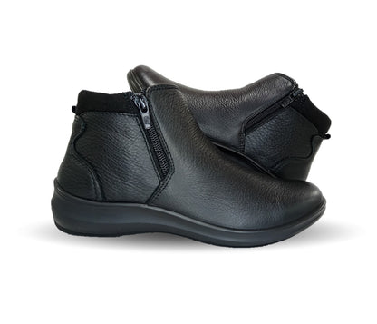 Botín de Confort y Casual de piel con doble cierre Flexi 25913 Negro para mujer