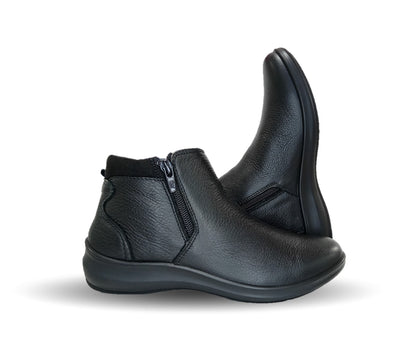 Botín de Confort y Casual de piel con doble cierre Flexi 25913 Negro para mujer