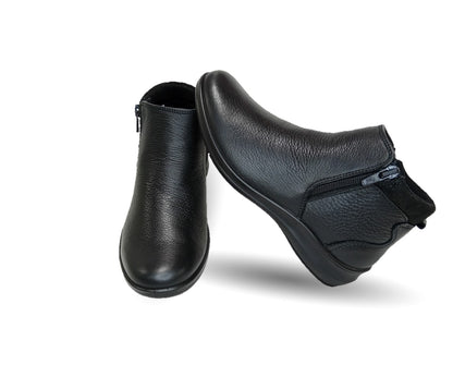 Botín de Confort y Casual de piel con doble cierre Flexi 25913 Negro para mujer