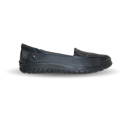 Zapato tipo Flat Casual y de Confort de piel con sistema Walking Soft Flexi 35306 Negro para mujer