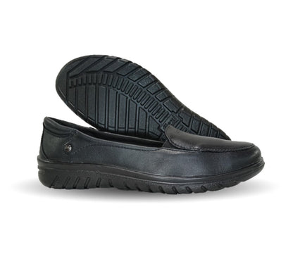 Zapato tipo Flat Casual y de Confort de piel con sistema Walking Soft Flexi 35306 Negro para mujer