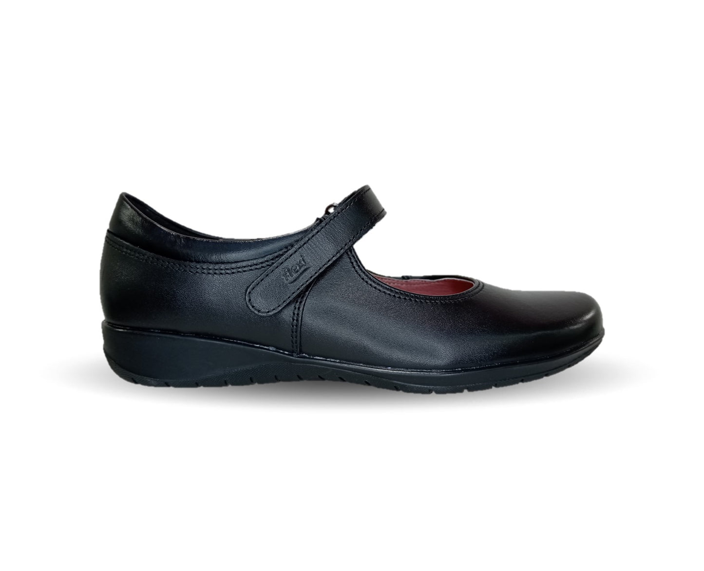Zapato Escolar y Casual tipo Flat de piel Flexi 35802 Negro para mujer