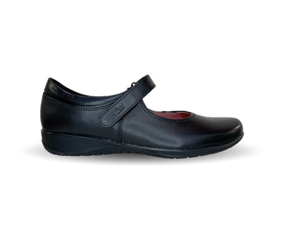 Zapato Escolar y Casual tipo Flat de piel Flexi 35802 Negro para mujer