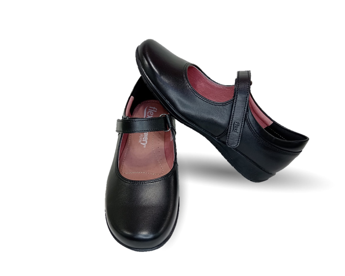 Zapato Escolar y Casual tipo Flat de piel Flexi 35802 Negro para mujer