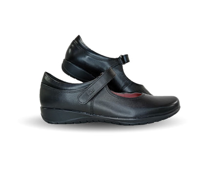 Zapato Escolar y Casual tipo Flat de piel Flexi 35802 Negro para mujer