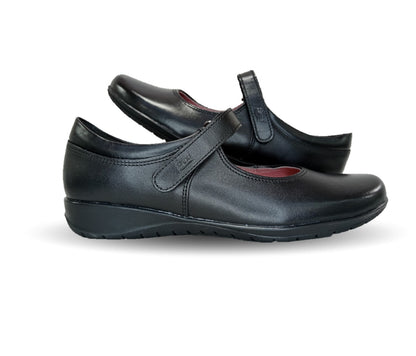 Zapato Escolar y Casual tipo Flat de piel Flexi 35802 Negro para mujer