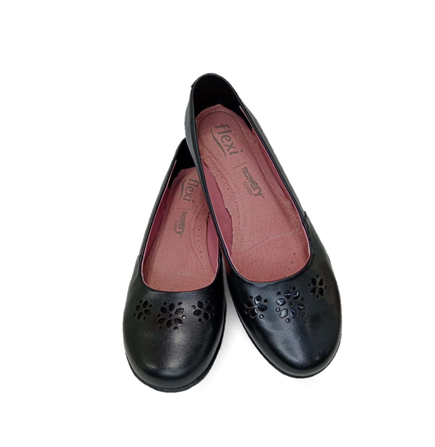 Zapato Casual y de Confort tipo balerina de piel con cuña baja Flexi 35821 Negro para mujer