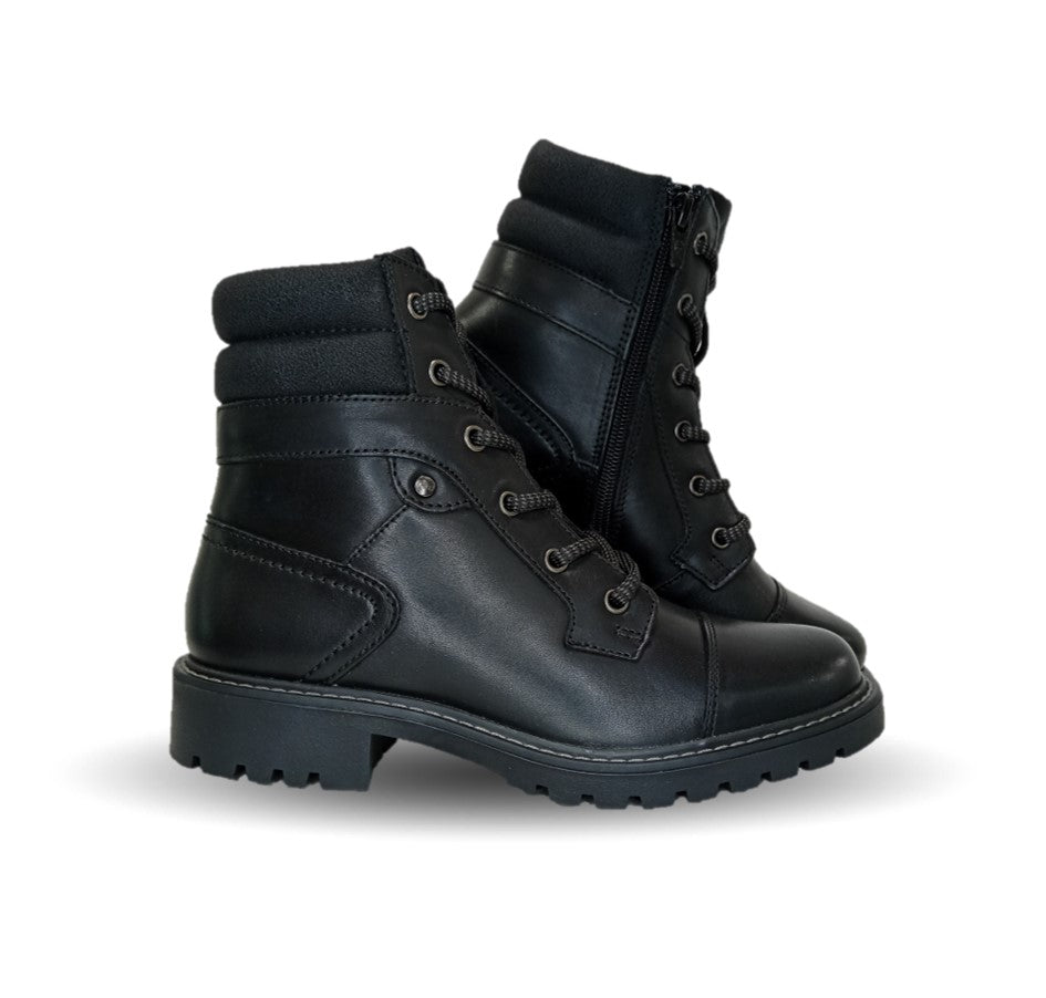 Botín Casual y de Confort tipo Commander de piel con cierre interno Flexi 37822 Negro para mujer