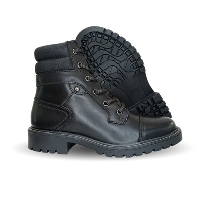 Botín Casual y de Confort tipo Commander de piel con cierre interno Flexi 37822 Negro para mujer