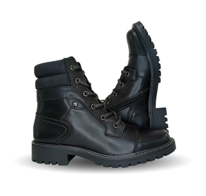 Botín Casual y de Confort tipo Commander de piel con cierre interno Flexi 37822 Negro para mujer