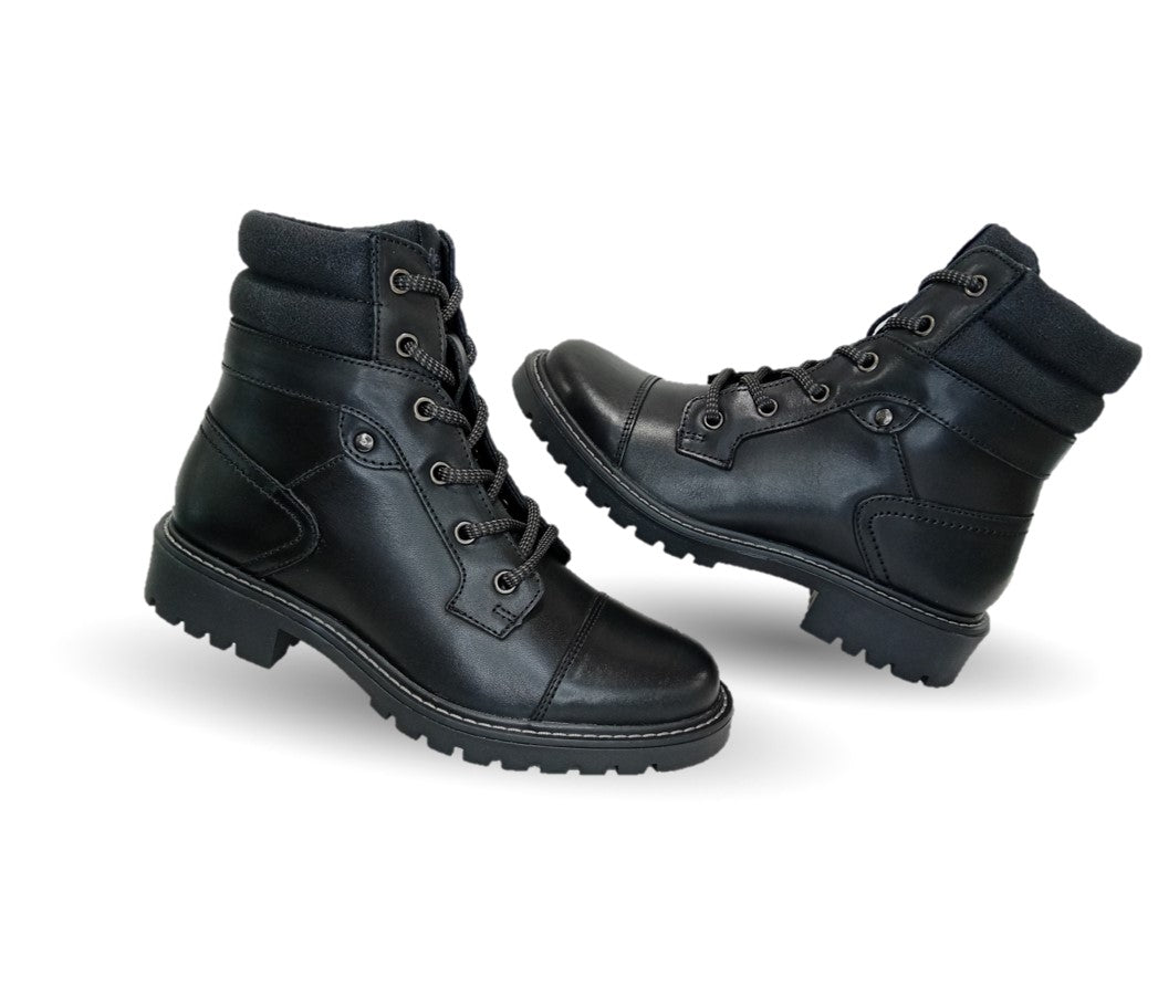 Botín Casual y de Confort tipo Commander de piel con cierre interno Flexi 37822 Negro para mujer