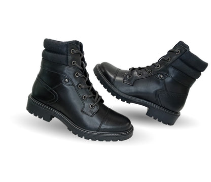 Botín Casual y de Confort tipo Commander de piel con cierre interno Flexi 37822 Negro para mujer