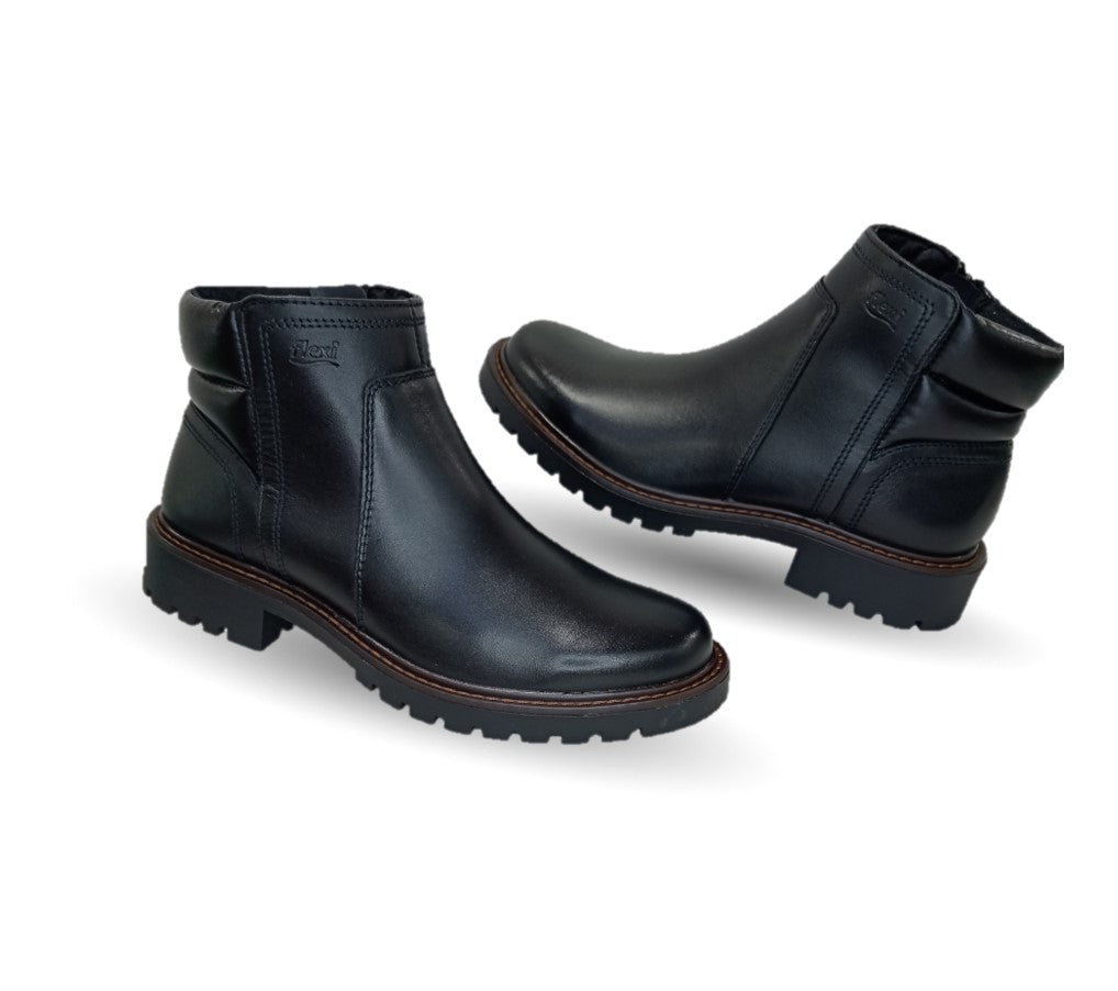 Botín de Confort y Casual de piel con cierre interno Flexi 37823 Negro para mujer