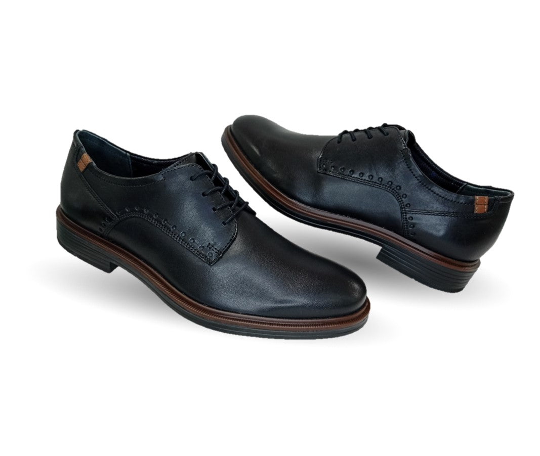 Zapato de Confort y Semivestir Derby de piel Flexi 400101 Negro para hombre
