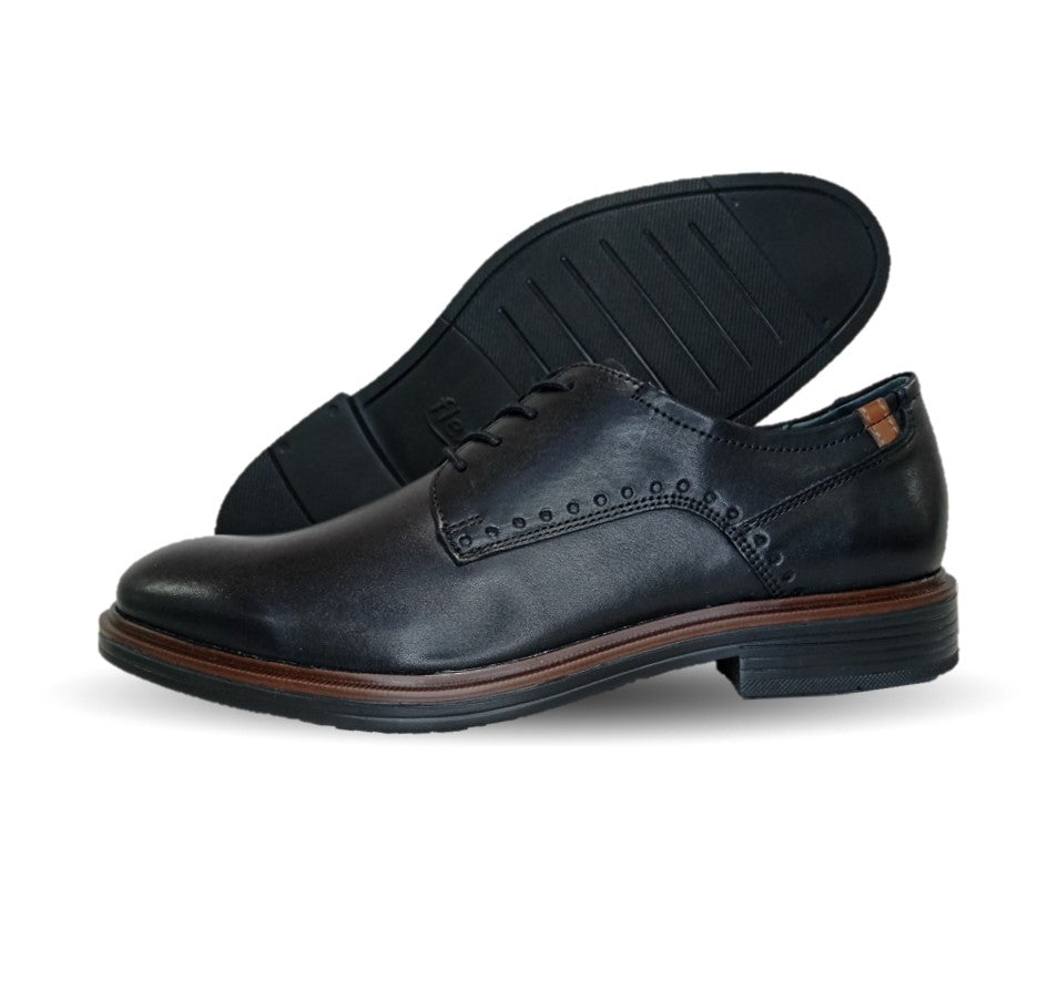 Zapato de Confort y Semivestir Derby de piel Flexi 400101 Negro para hombre