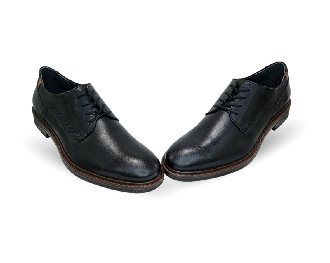Zapato de Confort y Semivestir Derby de piel Flexi 400101 Negro para hombre
