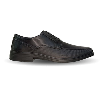 Zapato de Confort y Semivestir Derby de piel con floreta lisa con sistema Walking Soft Flexi 406402 Negro para hombre