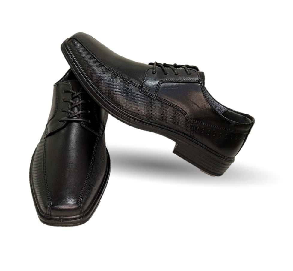 Zapato de Confort y Semivestir Derby de piel con floreta lisa con sistema Walking Soft Flexi 406402 Negro para hombre