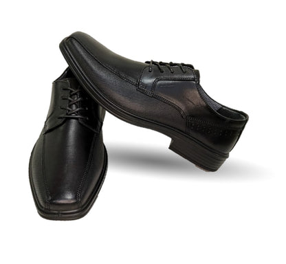 Zapato de Confort y Semivestir Derby de piel con floreta lisa con sistema Walking Soft Flexi 406402 Negro para hombre