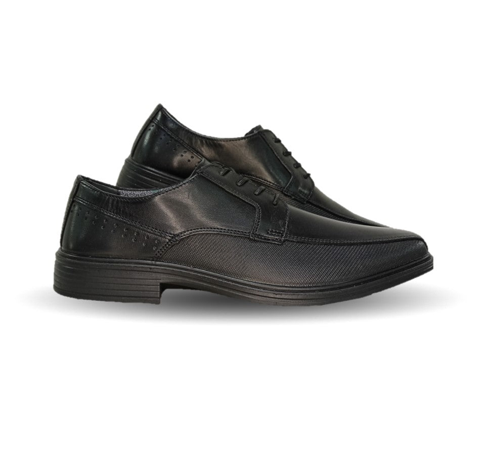 Zapato de Confort y Semivestir Derby de piel con floreta lisa con sistema Walking Soft Flexi 406402 Negro para hombre